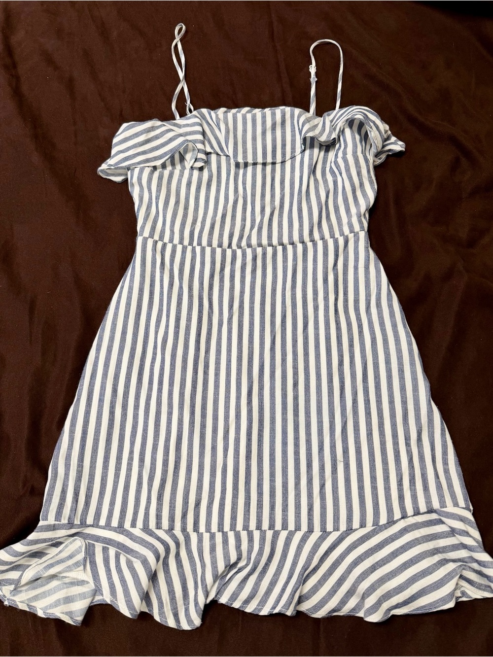 Trixxi Blue & White Striped Spaghetti Strap Dress